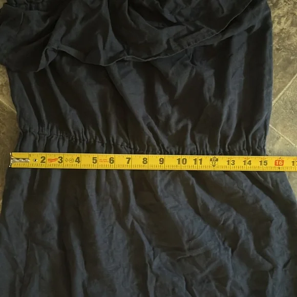 Joe Fresh Navy Ruffle Dress One Shoulder - Picture 4 of 5